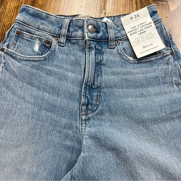 Madewell The Curvy Perfect Vintage Wide Leg Crop Jean Hallstead Wash Size 24 NWT - Picture 6 of 13